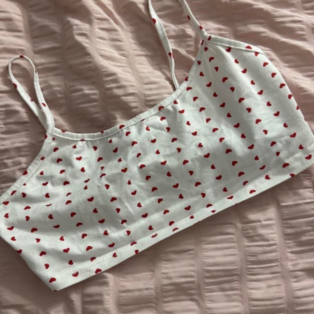SHEIN White Cami Top with Red Heart Print